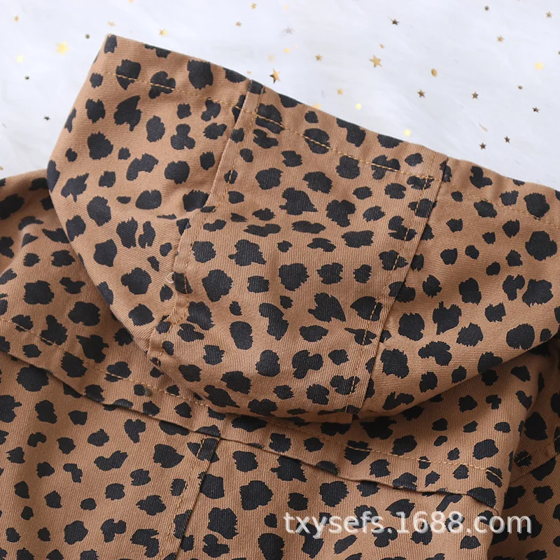 Ml-045 детская одежда; Детское пальто; коллекция года; сезон осень; стиль; модная двухслойная куртка с капюшоном и леопардовым узором для девочек
