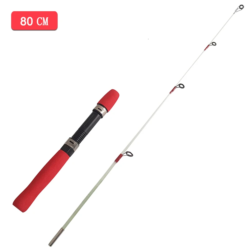 K8356 мини-удочка для подледной рыбалки, удочка для плота, портативная короткая зимняя удочка для ловли льда, Ультралегкая ручка EVA, рыболовные снасти 60 см 80 см 100 см - Цвет: Цвет: желтый