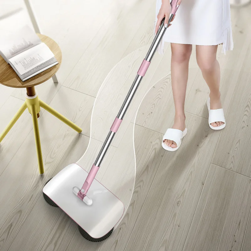 2 in 1 Hand Push Lazy Cleaning Sweeping Broom Set Home Sweeper with Rags FP8