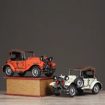 

Handmade Iron Art Retro Classic Car Model Ornaments Creative Home Cafe Wine Cabinet TV Home Decorations Accessories Modern