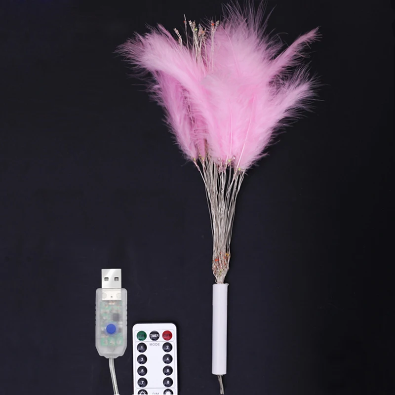 USB фейерверк перо 100 светодиодная гирлянда занавеска 40 веток пульт