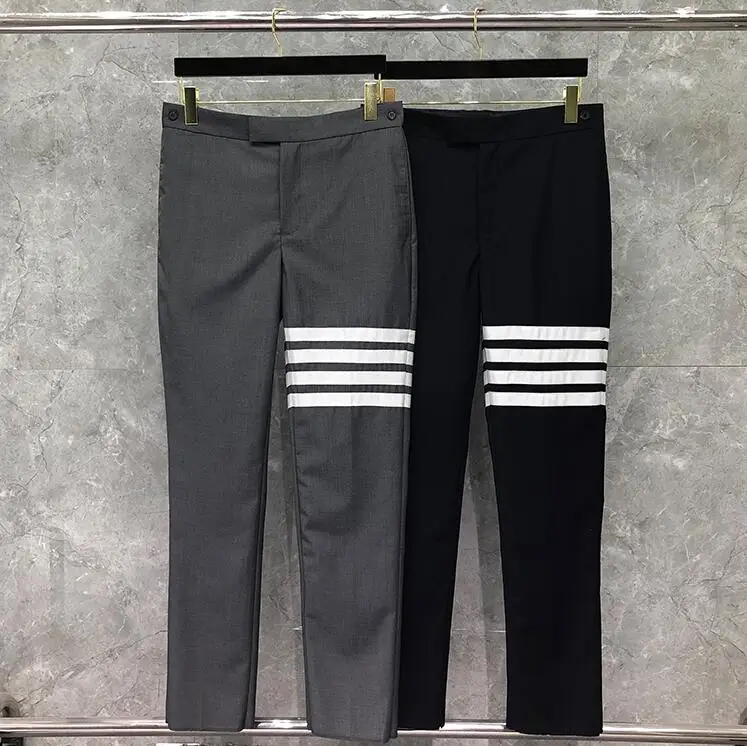 Pantalones de marca de moda TB THOM para hombre, traje informal, pantalones formales rectos rayada de primavera y otoño, 2021