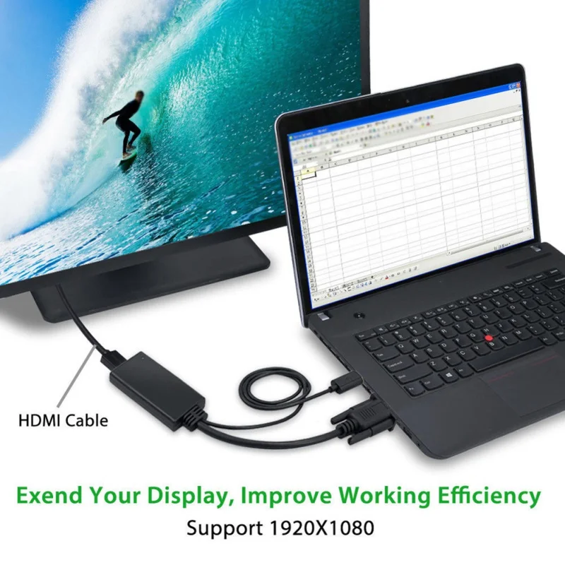 VGA к HDMI адаптер для компьютера дисплей экранный проектор HD TV VGA Мужской к HDMI Женский VGA HDMI конвертер дополнительный аудиокабель USB