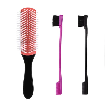 

Hair Brush Cushion 9-Row Curl Define Detangler Wet Dry Straight Hair Comb