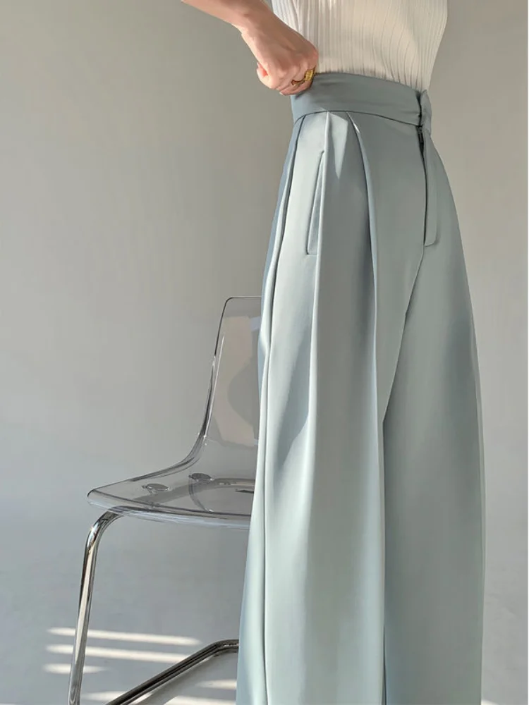 Designer Elegant Suit Pants Women Summer 2021 Slim Casual Korean Fashion Wide-legged Pants Solid High-waist Office Lady Clothing