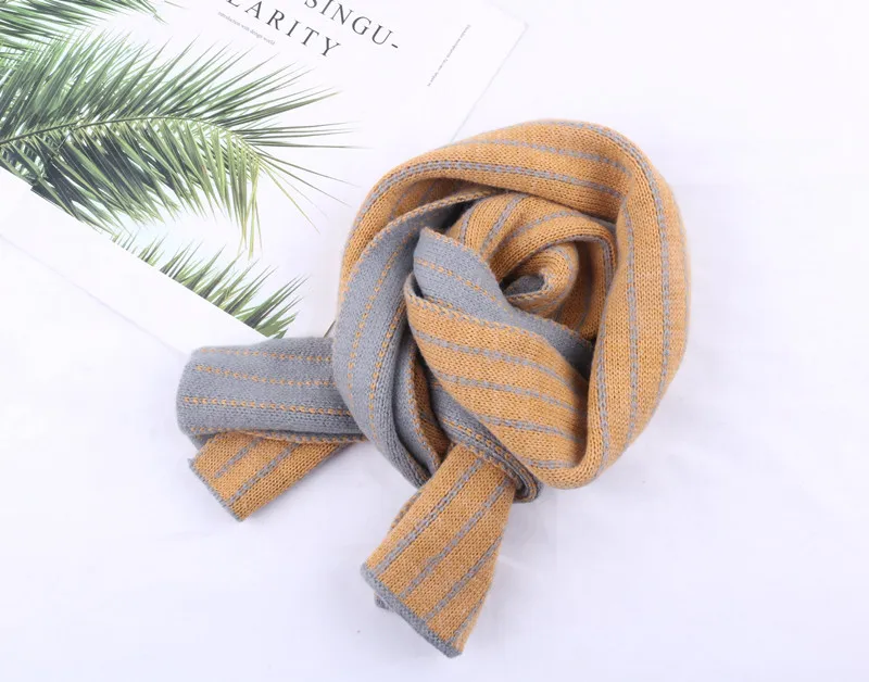 stripes winter knitted scarf women warm long soft kids children scarves Korean boy girl ring warmer collar for ladies