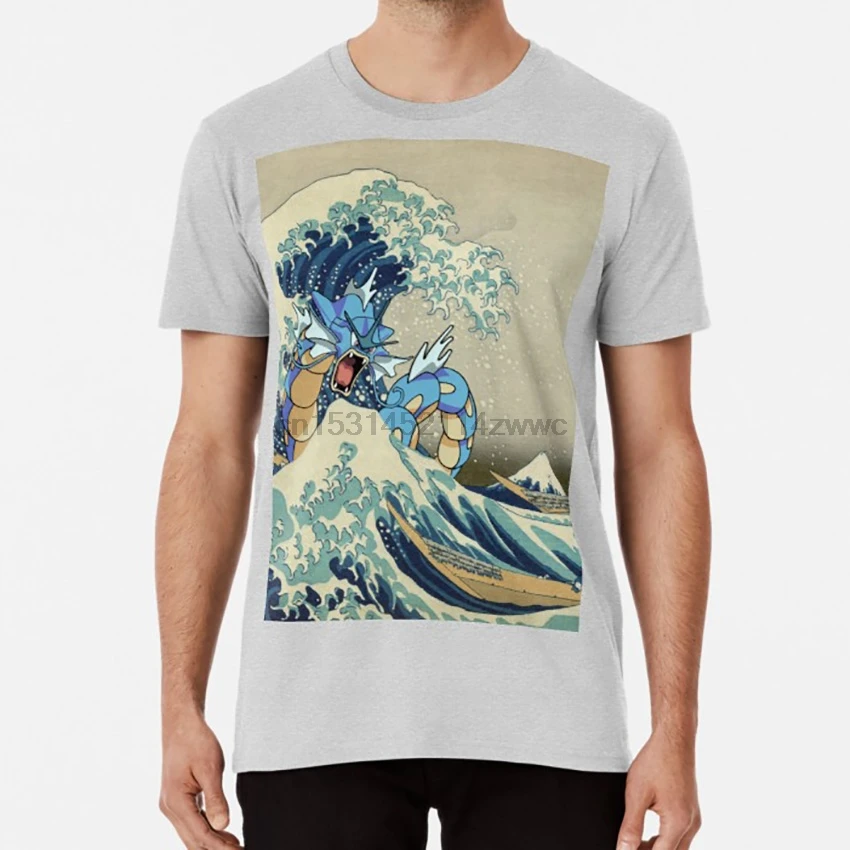 Футболка The Great Wave Off Gyarados gyarados the great wave off kanagawa японское аниме water magikarp blue |