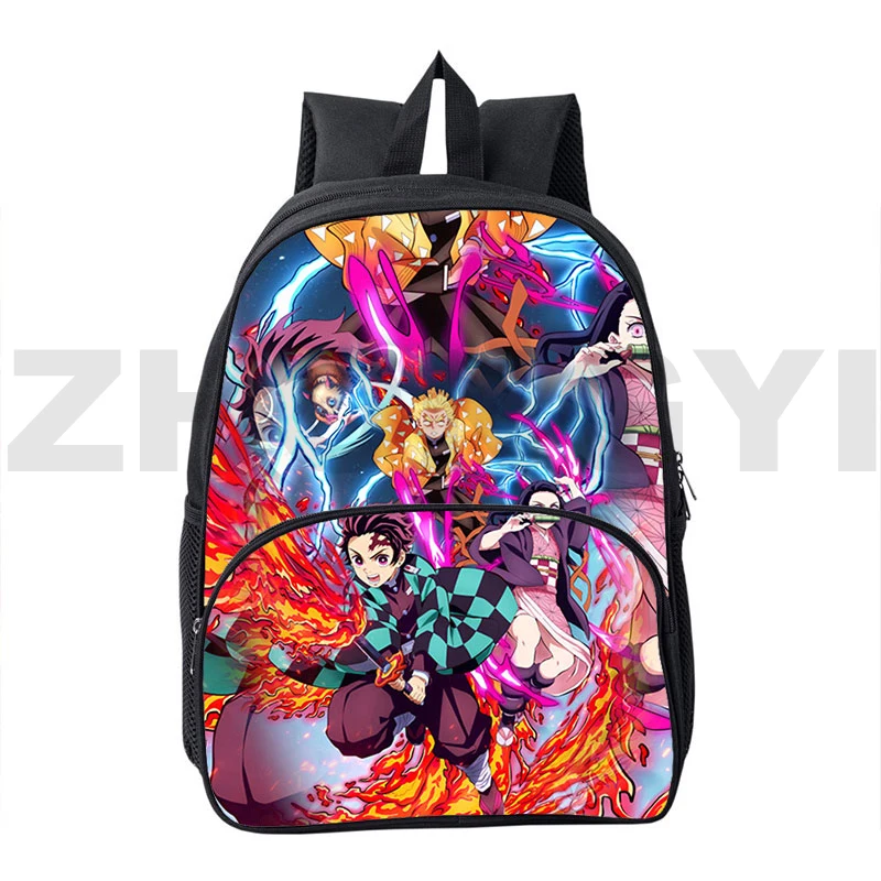 Cute 16 Inch 3D Demon Slayer Kimetsu No Yaiba Backpack Large Capacity Teens College Cartoon Schoolbag Fashion Street Sport Bags | Багаж и