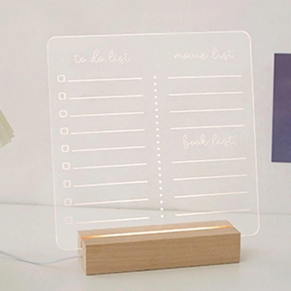thumbnail image 2 of IFNWSV 5.90x5.90in Acrylic Dry Erase Board With Light, LED Note Board With Color, Light Up Dry 2 of 12