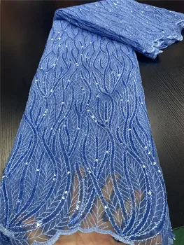 

XIYA African Sequins Lace Fabric 2020 High Quality Lace Embroidery Nigerian Lace Fabrics For Women French Lace Fabric QF3253B-5