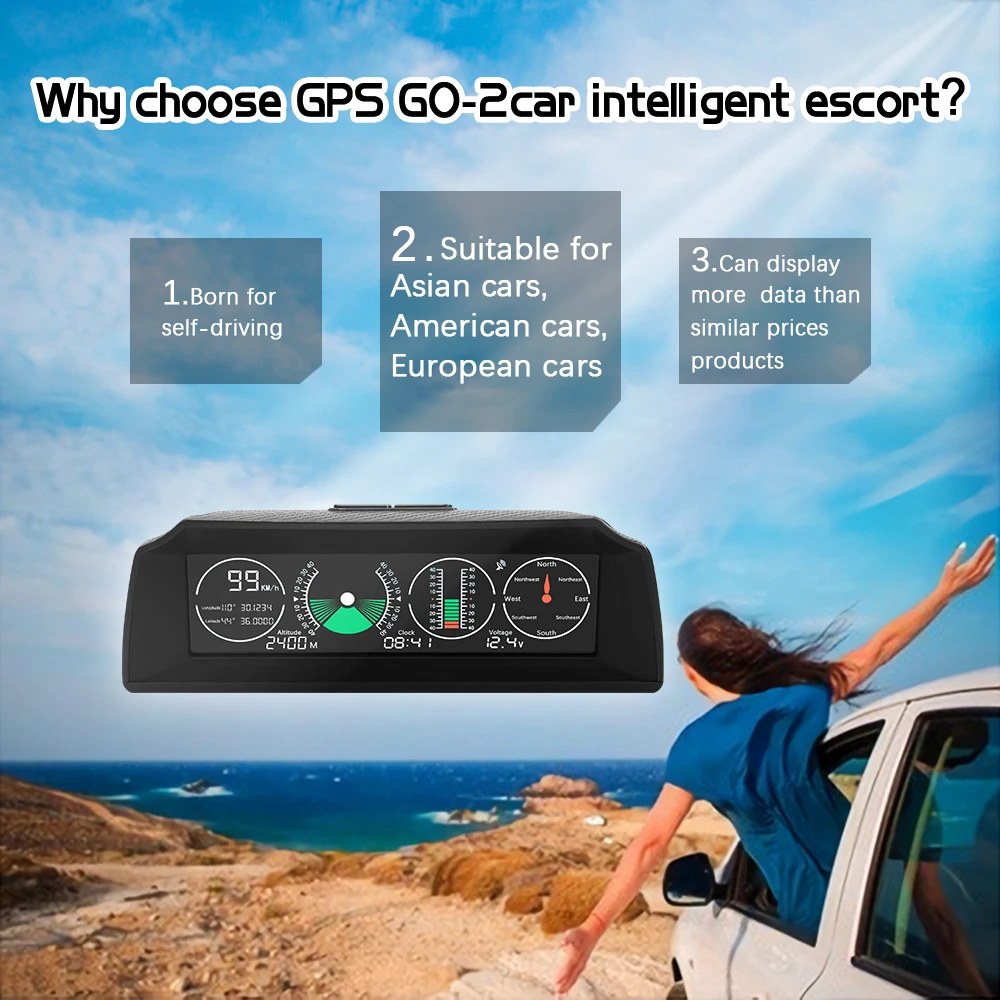 Автомобильная скоростная охранная сигнализация HUD Дисплей GO2 Автомобильный gps HUD GO 2 OBD OBD2 диагностический инструмент проектор Цифровой измеритель скорости