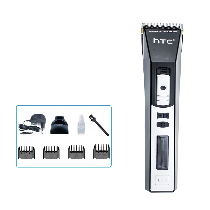 Htc Lcd электрическая машинка для стрижки волос, электробритва, профессиональный триммер для волос, мотор, острый и светильник, набор лезвий, 4 размера, руководство C