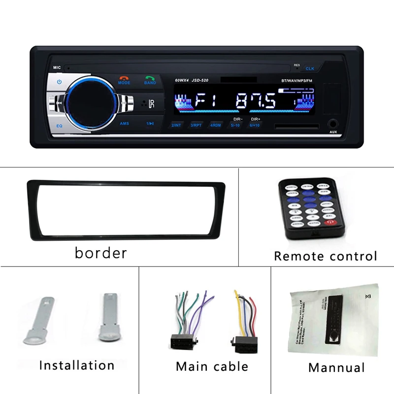 Retractable Car Radio 12V Bluetooth V2.0 FM AUX Input Receivers Car Audio SD USB MP3 MMC WMA 1 din car radio with GPS and Screen
