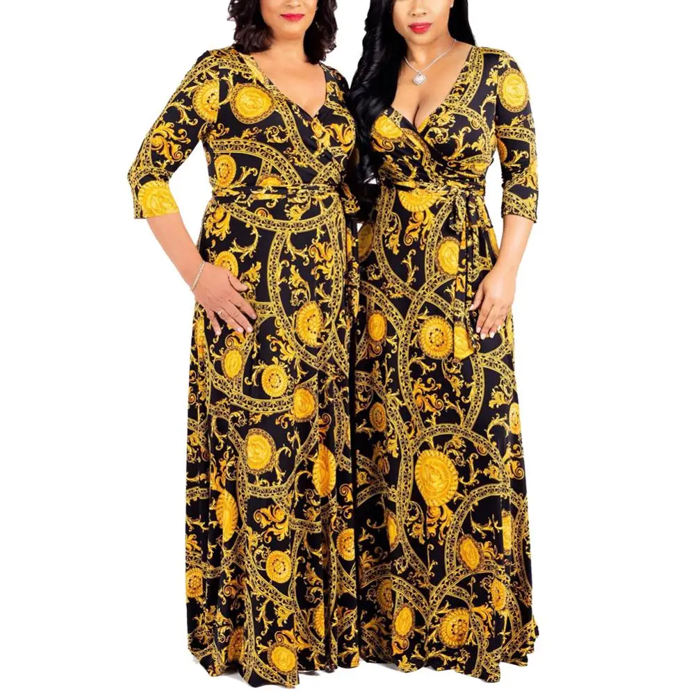 BOHISEN Dashiki African Dresses For Women Plus Size 5XL Skirt Bazin Ankara Dress Loose African Floral Print Women Clothes