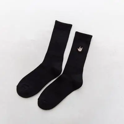 Новинка; зимние женские теплые носки с хлопковой подкладкой высокого качества; повседневные носки с вышивкой; яркие милые модные хлопковые носки с рисунком; 5 пар - Цвет: Черный