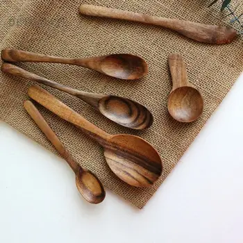 

Teak Unlacquered Soup Spoon Knife Tableware Home Dinnerware Exquisite Spoon Kitchen Supplies 2020
