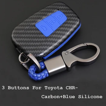 

Carbon fiber key cover Case for TOYOTA 2 3 Button CHR C-HR Camry Prius Prado 2016 - 2018 Aygo RAV4 Corolla 2018 Car styling