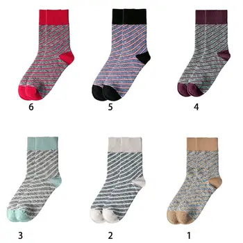 

Men Winter Terry Towel Crew Socks Contrast Color Twill Stripes Thermal Stockings