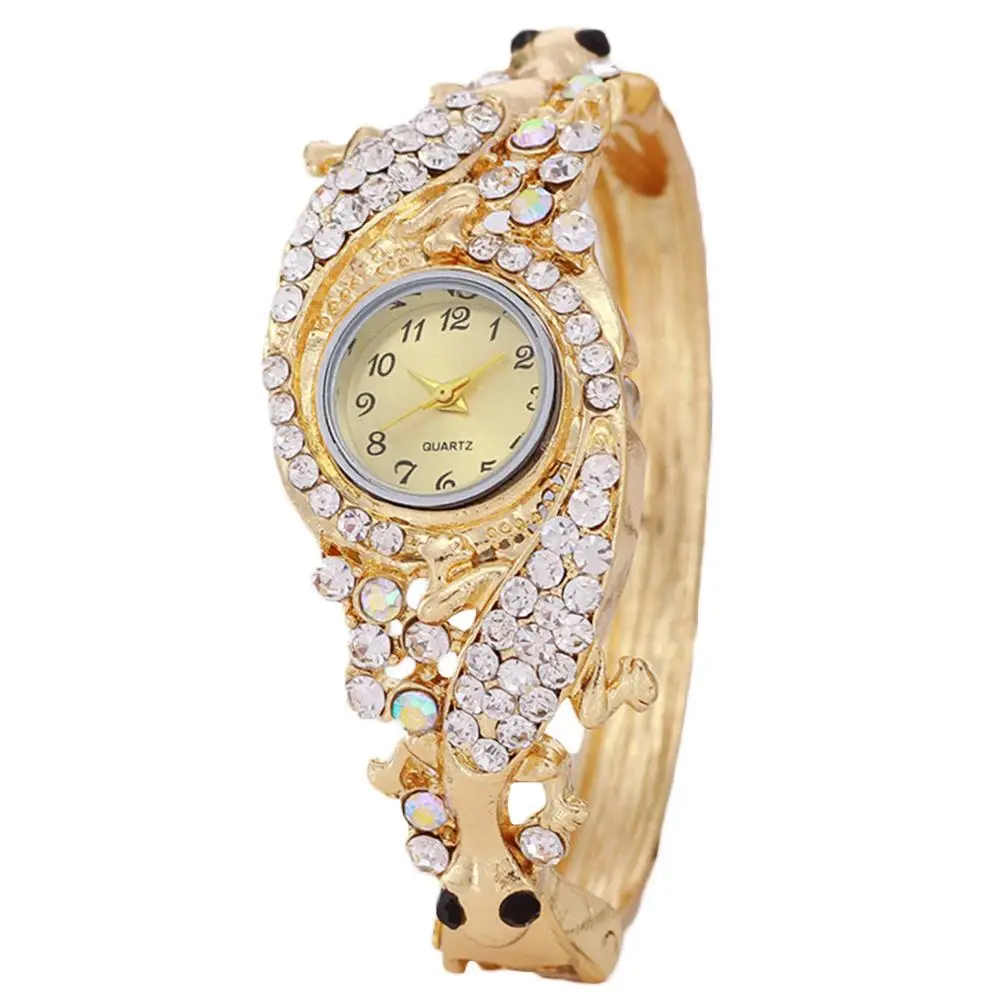 Reloj analógico de cuarzo con esfera redonda para mujer, pulsera de lujo con diamantes de imitación, regalo de joyería