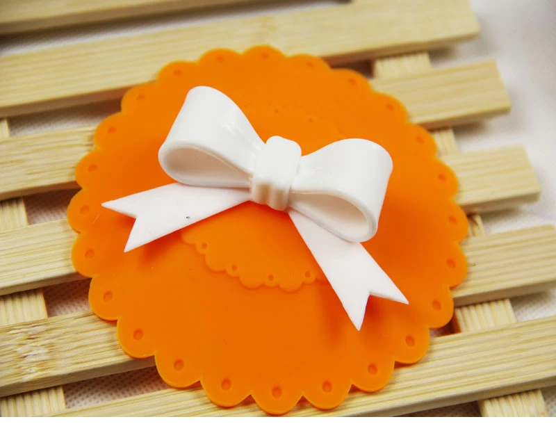 New Sale 10.5cm Cute Anti-dust Silicone Cup Cover Silicone Lovely Bowknot Cup Cover Coffee Suction Seal Lid Cap 5Colors