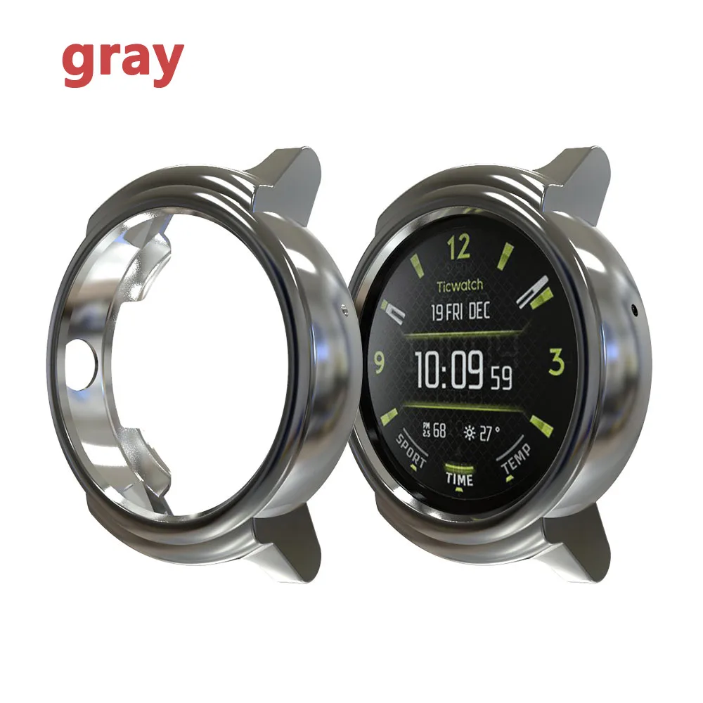 Ультра-тонкий мягкий ТПУ защитный силиконовый чехол для Ticwatch E умные часы беспроводные Анти-Царапины аксессуары - Цвет: gray