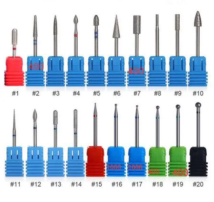 

Diamond Nail Drill Bit Rotary Burr Milling Cutter Bit 20 Types Diamond Nail Drill Bits 3/32 Milling Cutter Burr Rotary Nail File