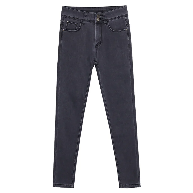 Женские вельветовые темные джинсы, новинка, корейская мода, Осень-зима, пуговицы, карманы, высокая талия, для офиса, для девушек, тонкие, плотные, узкие брюки