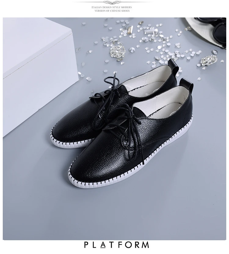 Flats For Women Comrfort Genuine Leather Flat Shoes Woman Loafers Ballet Shoes Female Moccasins White Shoes Big Size 35-43