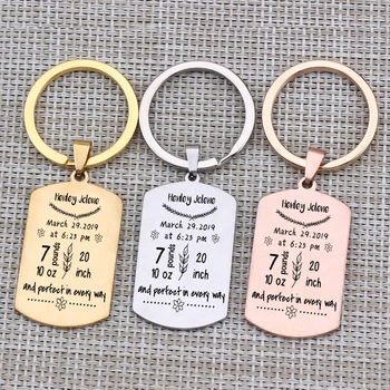 

Baby Stats Key Chain Key Chain Birthday Gift Private Customized Key Pendant For First Dad Mom Newborn Infants Or Pets Dog
