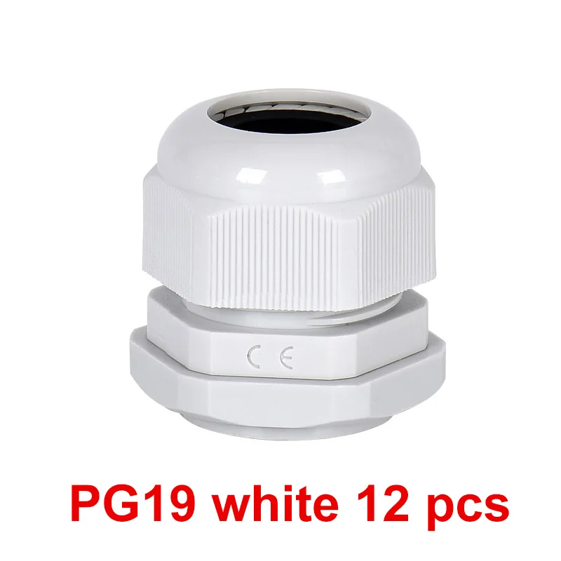 PG19 white 12 pcs Нейлоновый пластиковый провод и кабель Водонепроницаемый шарнир PG18-PG27 головка грамм, фиксированное уплотнение - Цвет: PG19 white 12 pcs
