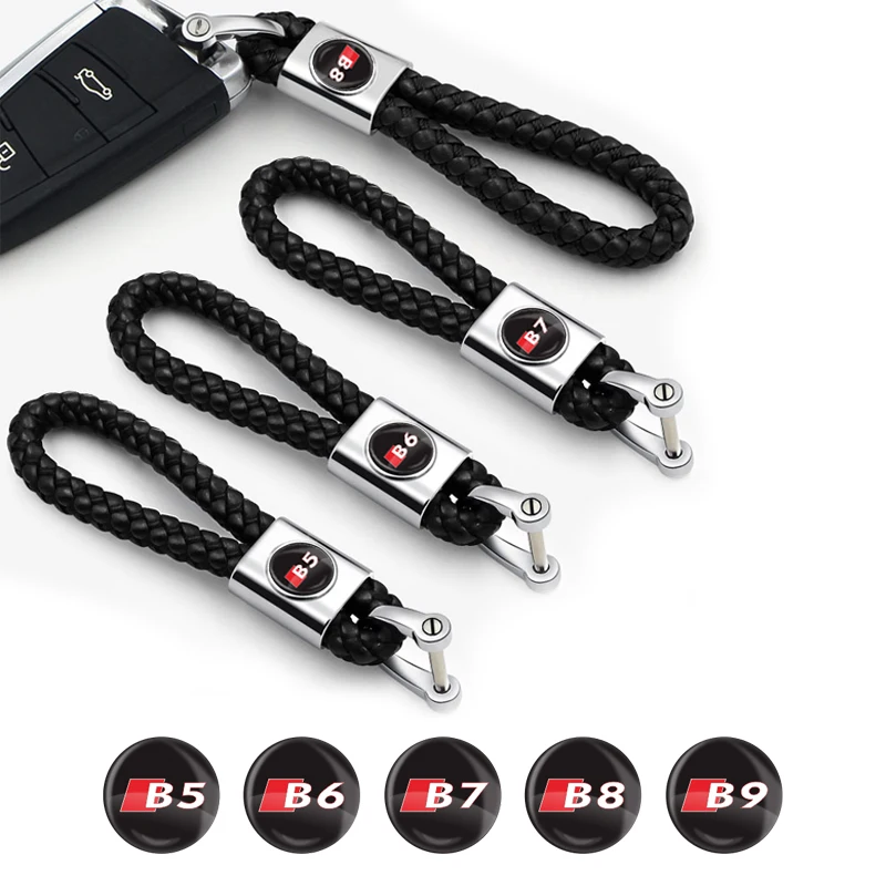 Car braided rope key pendant men and women decorative keychain for Audi B5 B6 B7 B8 B9 TT Q3 Q5 Q7 C5 C6 C7 8P Accessories | Автомобили и