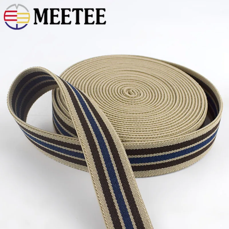 Meetee 5/10Meters 3cm Stripe Elastic Band Polyester Rubber Stretch