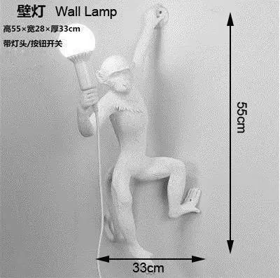Современная лампа в форме обезьяны, светодиодный настенный светильник, креативный настенный светильник, смола, животное, бра, внутреннее освещение, домашний декор, лофт, Ресторан, Бар, светильник s - Цвет абажура: White