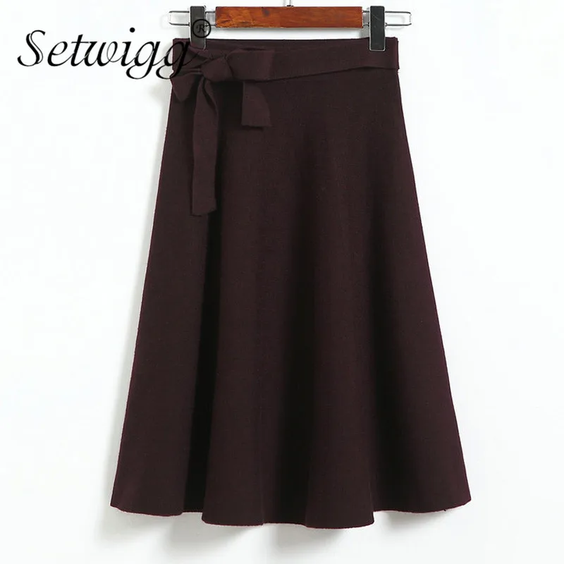 Женская трикотажная Юбка миди с бантом до колена|winter knitting skirt|midi skirtknit skirt |