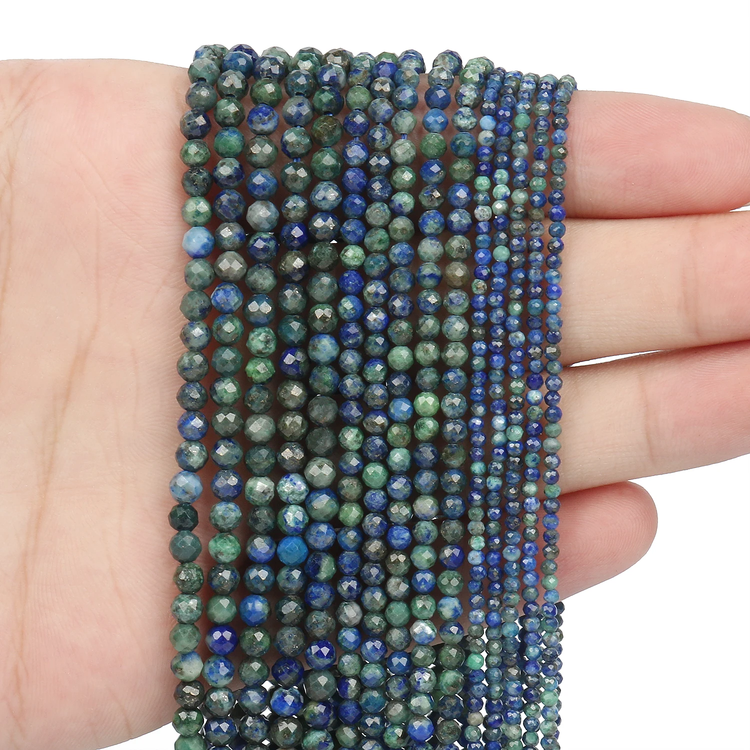 Faceted Blue Natural Sandstone Beads for Jewelry Making - Handmade Waist Beads, Women's Stone Beads Collection