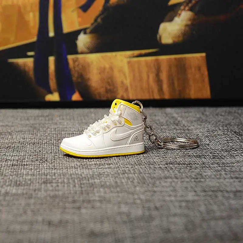 a single shoe w ring Дропшиппинг ПВХ брелок для обуви 1 3D мини-кроссовки "OW CHICAGO" Спортивная обувь Кроссовки брелки - Цвет: a single shoe w ring
