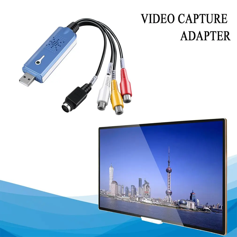 Портативный USB 2,0 Easycap Видео Аудио захвата карты адаптер VHS DC60 DVD конвертер Композитный RCA синий