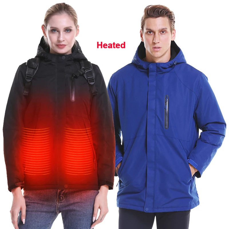 

Winter Coat Women Men Thermal Heated Hiking Vest Coat USB Electric Battery Heating Hooded Jacket Warm Winter Skiing Clothing