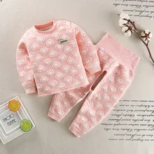 Одежда для маленьких девочек на осень, ребенок Мальчики Девочки с длинным рукавом Домашняя Пижама на осень комплект теплой одежды Детская осенняя одежда Для детей 1, 2, 3, 4 лет