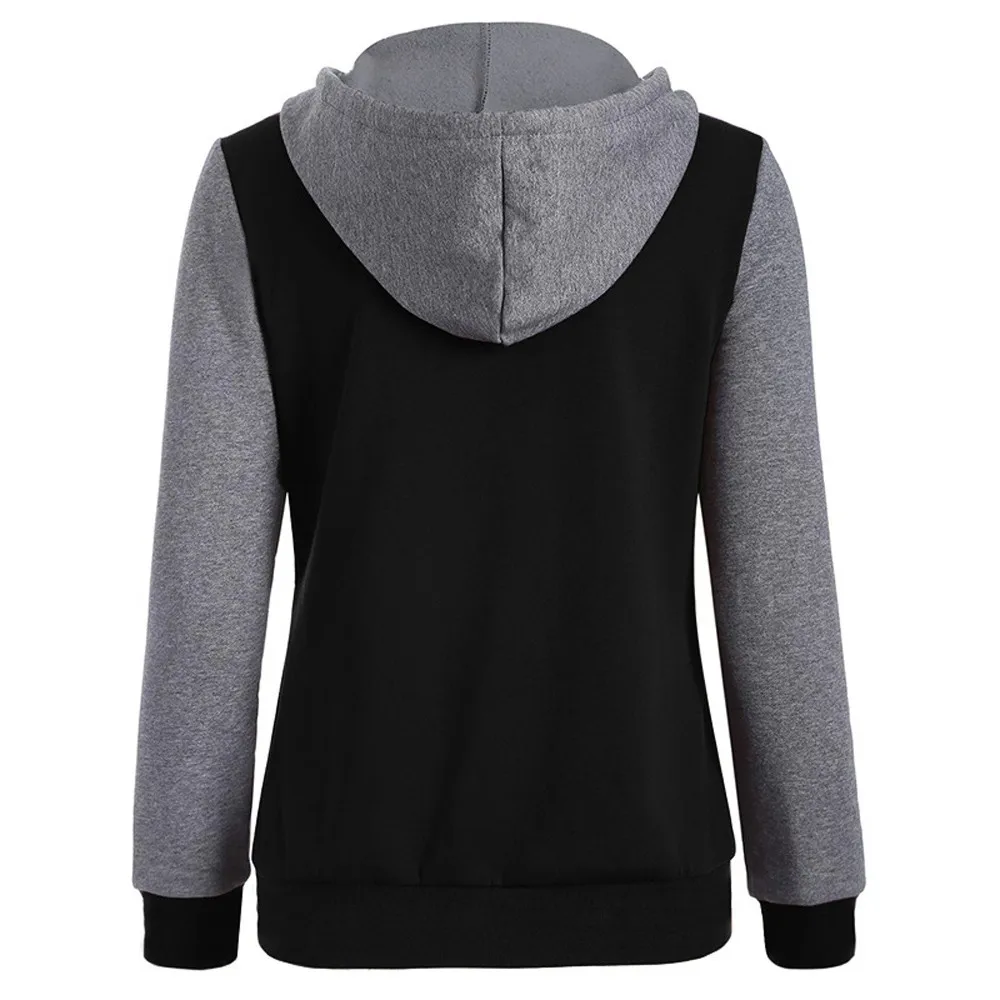 JAYCOSIN Fashion Ladies Solid Long Sleeve Sweatshirt Chic Casual Elegant Baseball Sport Comfortable Chic Hooded Pullover Tops