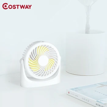 

COSTWAY 3 Speed Portable Silent Fan USB Rechargeable Handheld Mini Fan Desktop Rotation Office Household Cooling Fan Ventilado