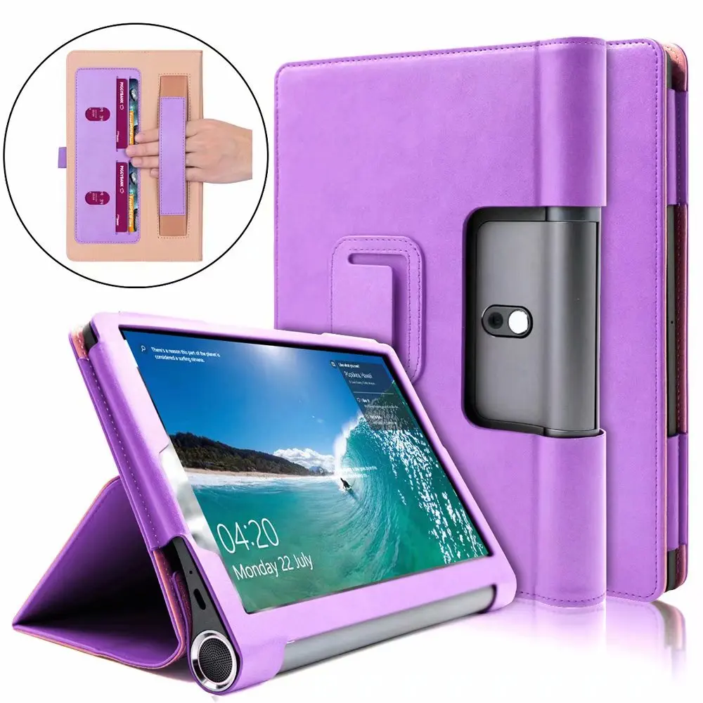 Фиолетовый Роскошный чехол-подставка для lenovo yoga tab5 YT-X705, 10,1 дюймов, чехол для планшета с ремнем для lenovo yoga smart Tab 5, чехол+ ручка - Цвет: Фиолетовый