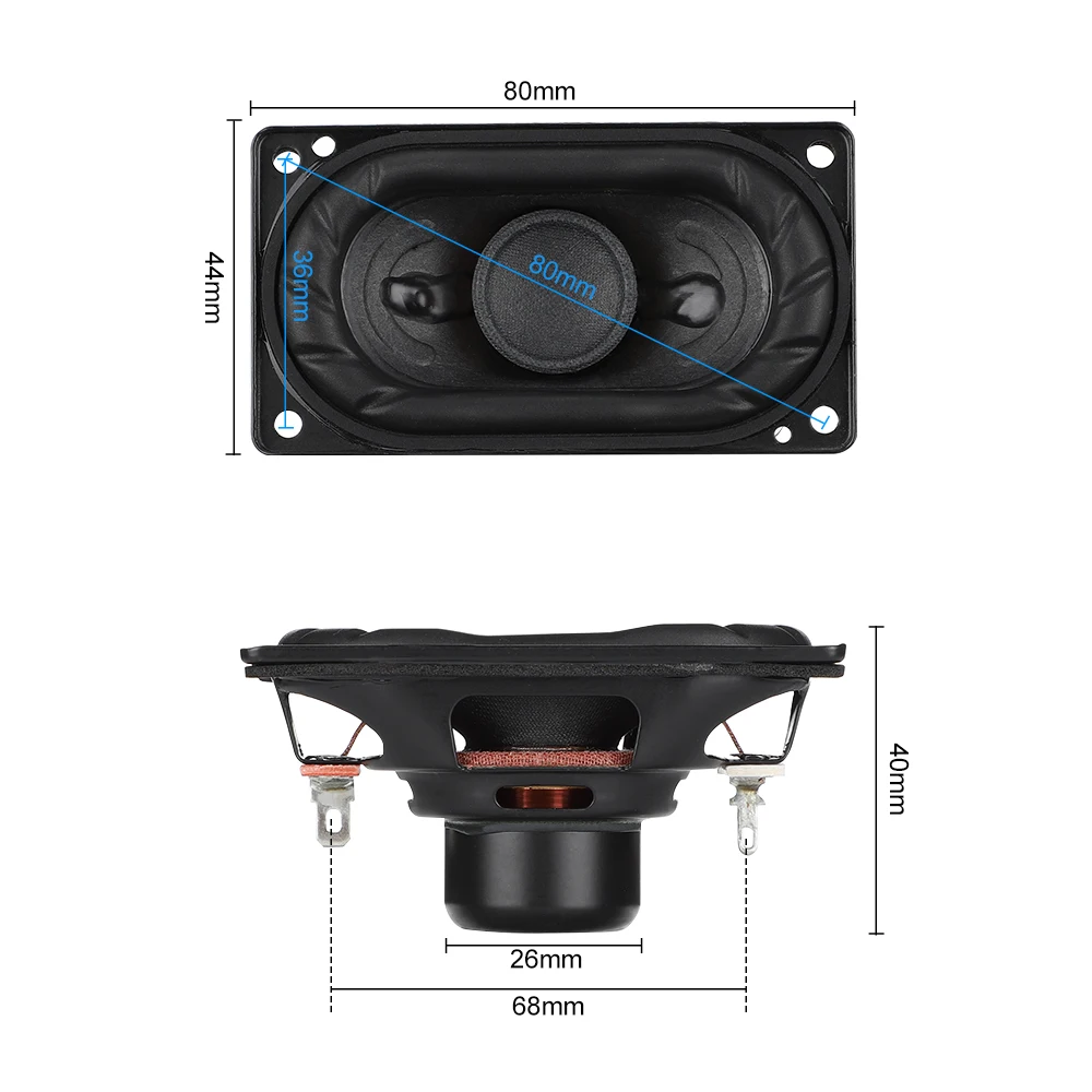 2Pcs Mid-woofer Audio Speakers Driver 80x44mm 8 Ohm 15W Long Stroke Enthusiast Bass Home Thater Loudspeaker