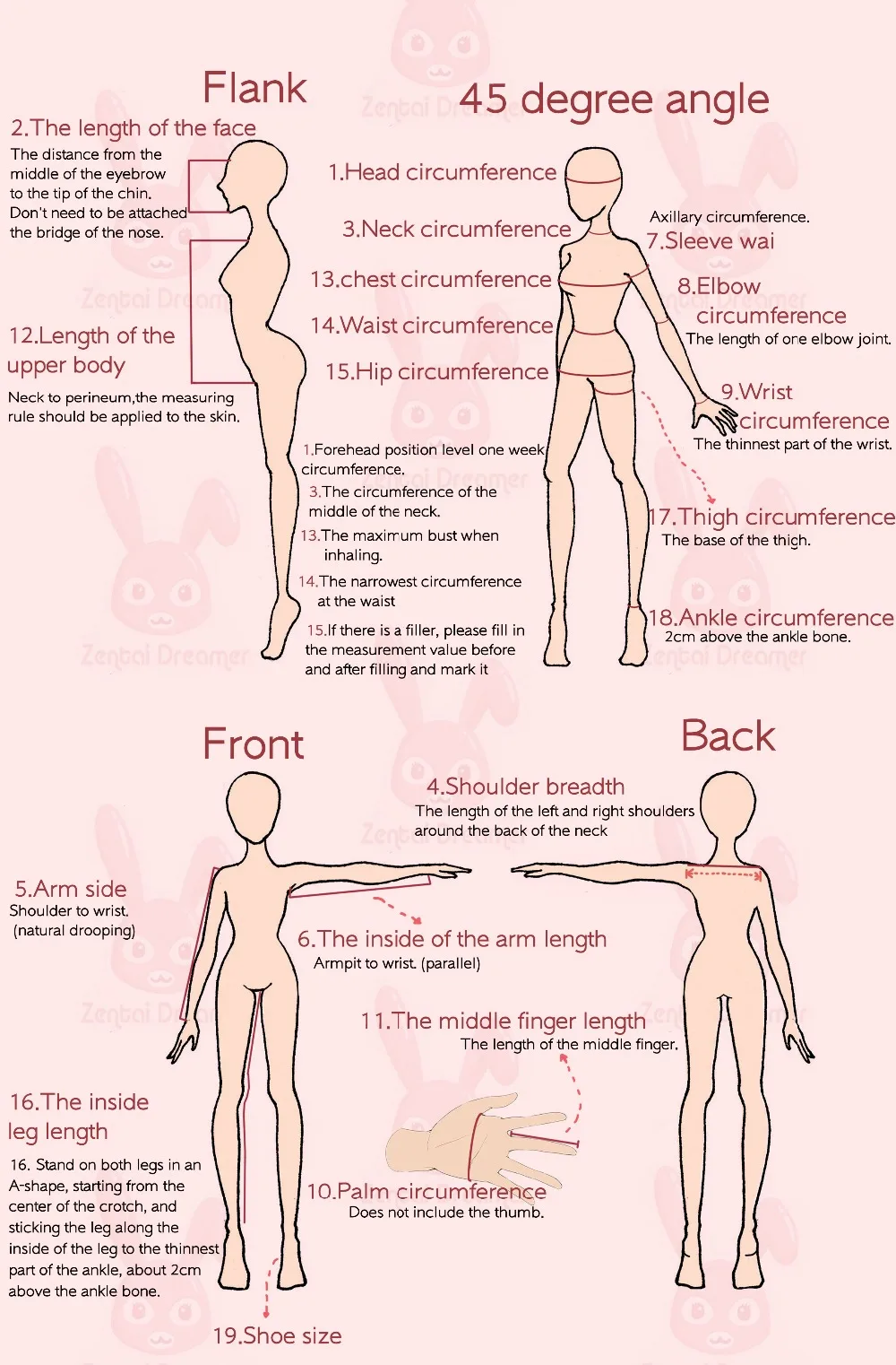 紧身衣测量图（英文版）