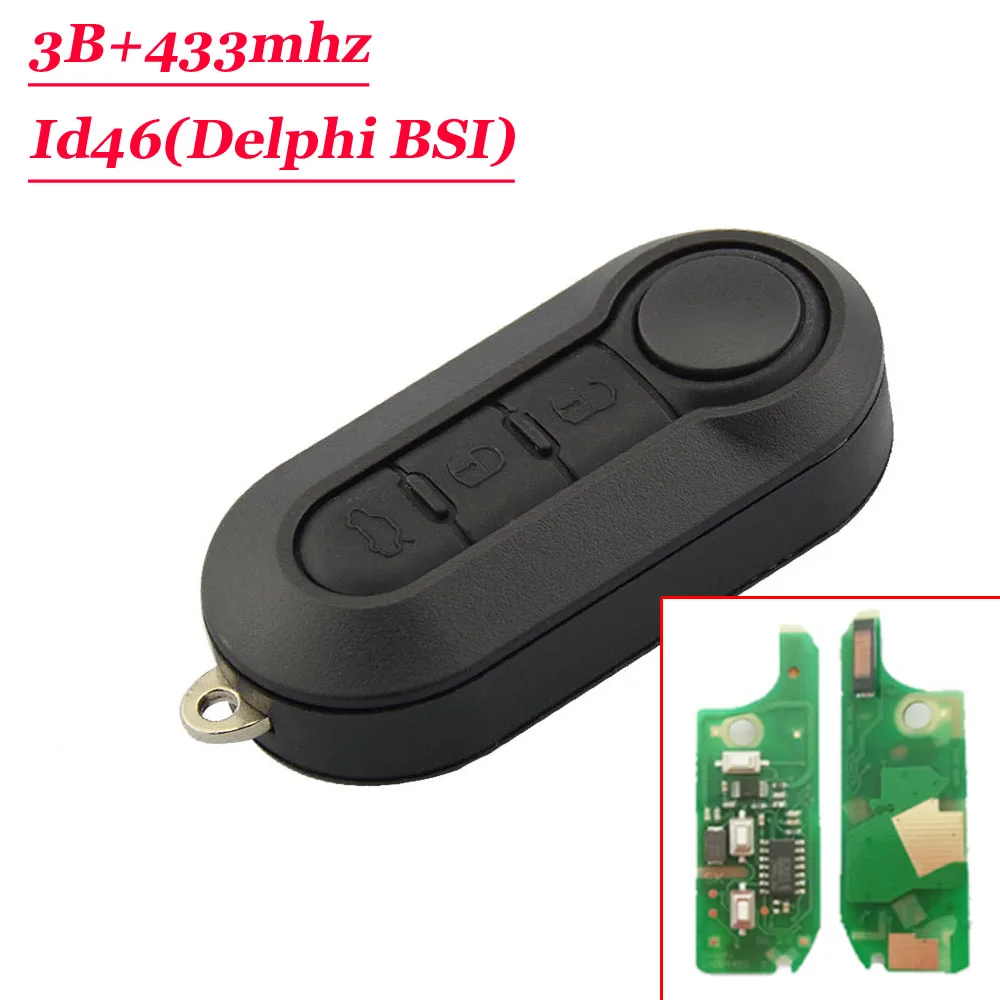 3 кнопки дистанционного ключа Fob 433 МГц ID46 для Del-phin Fiat 500L MPV Ducato для Citroen Jumper для peugeot Boxer 2008