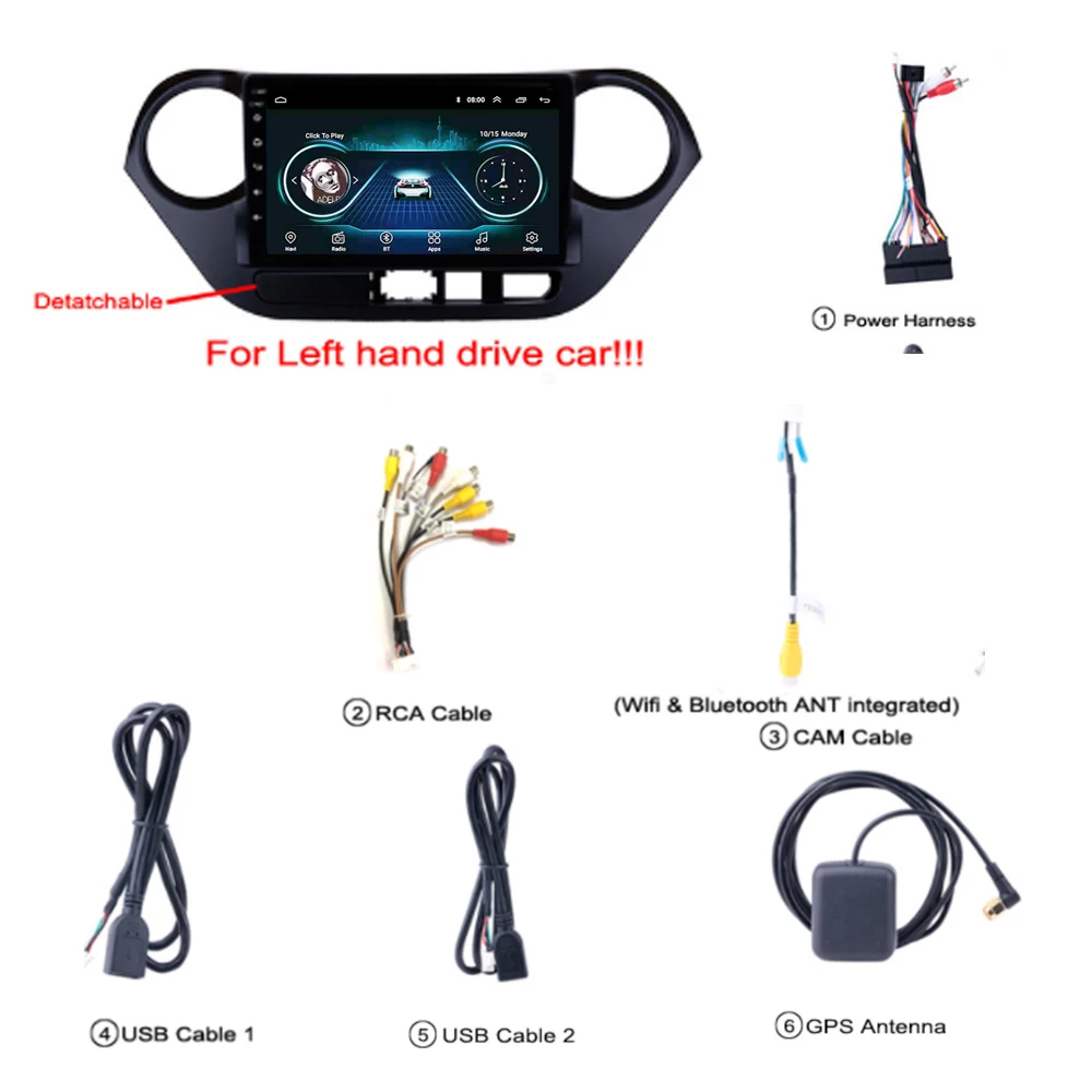Option 1 Для hyundai i10 2013- автомобильный Радио мультимедийный плеер 9 дюймов Android 8,1 gps навигация 2.5D экран головное устройство Зеркало Ссылка Полный сенсорный экран Поддержка FM wifi управление рулем - Цвет: Option 1