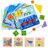 Children 3D Puzzle DIY Montessori Toys Wooden Mushroom Nail Color Shape Cognition Threading Games Multifunctional Jigsaw Board 1