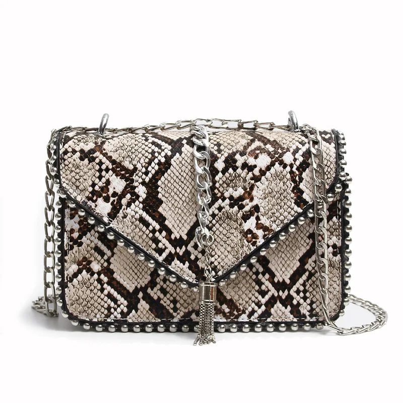 

Sacamain Snakeskin Pattern Crossbody Bag 2020 Chain Shoulder Messenger Bag Luxury Women Bags Designer Drop Shipping