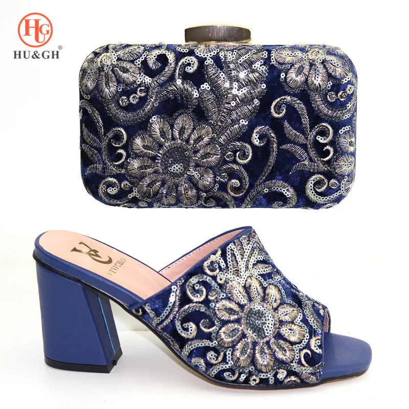 

Dark Blue High Quality 2019 Shoes and Bag Set African Sets Italian Shoes with Matching Bags African Women Shoes and Bag To Match