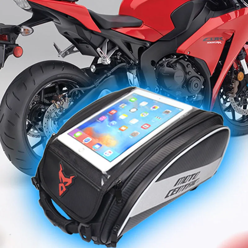 

Latest Motorcycle Touch Screen Tank Bag High Capacity Helmet Storage Bag Motocross Rider Backpack Rear Seat Bag Portable Handbag